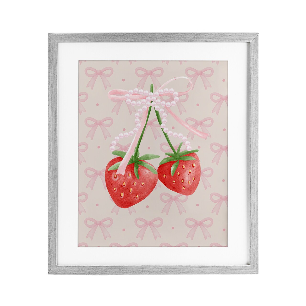 Stupell Industries Bows & Berries Strawberry Framed Print Under Glass, design by Jesse Keith